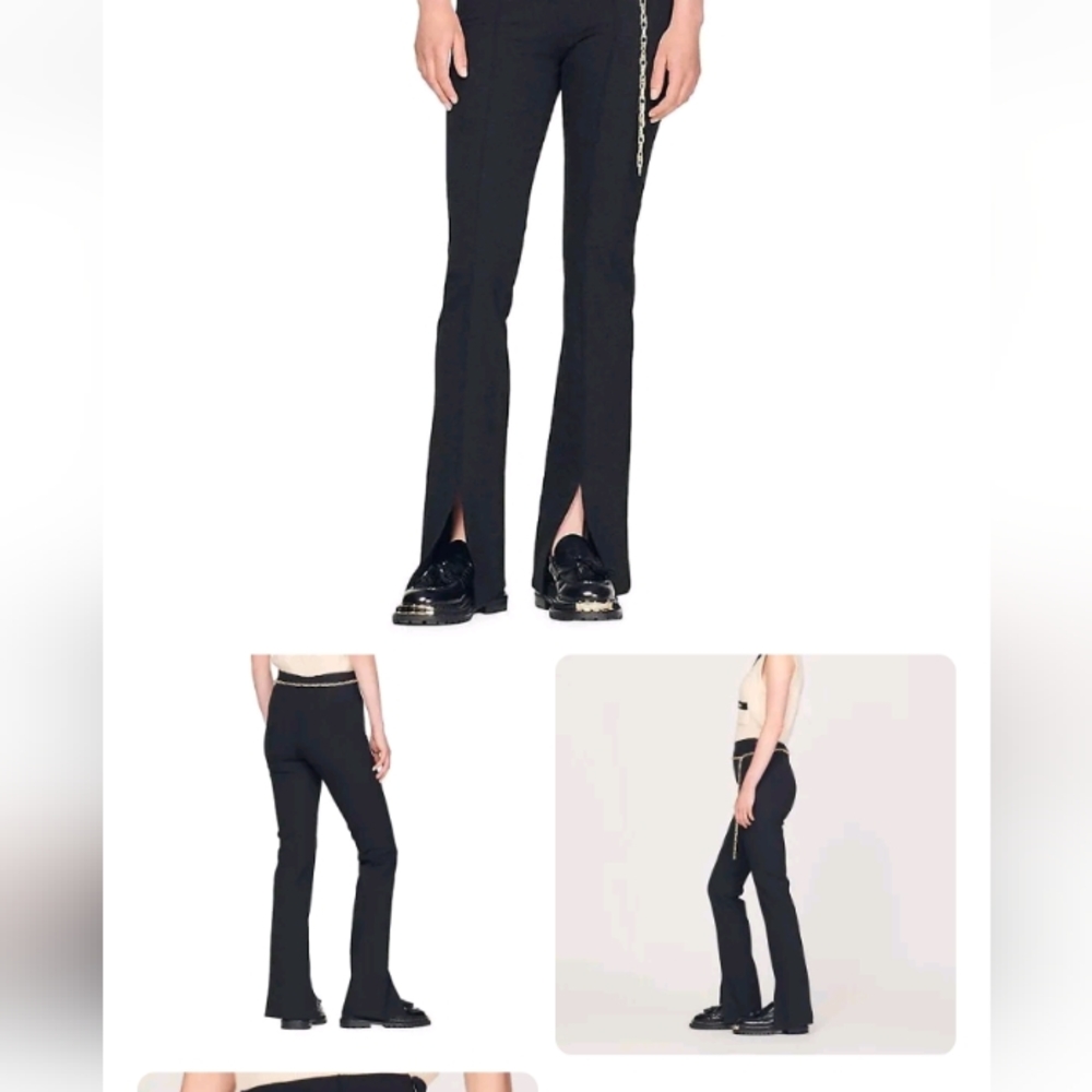 Sandro pop black flare slit trousers US size 8/10, FR 40, nwt